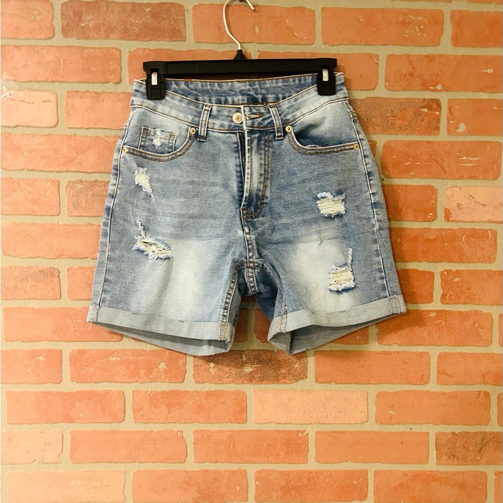 Stylish Blue Distressed Jean Shorts for Women